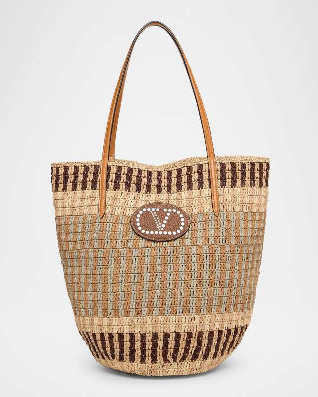 VLOGO Signature Crochet Straw Tote Bag
